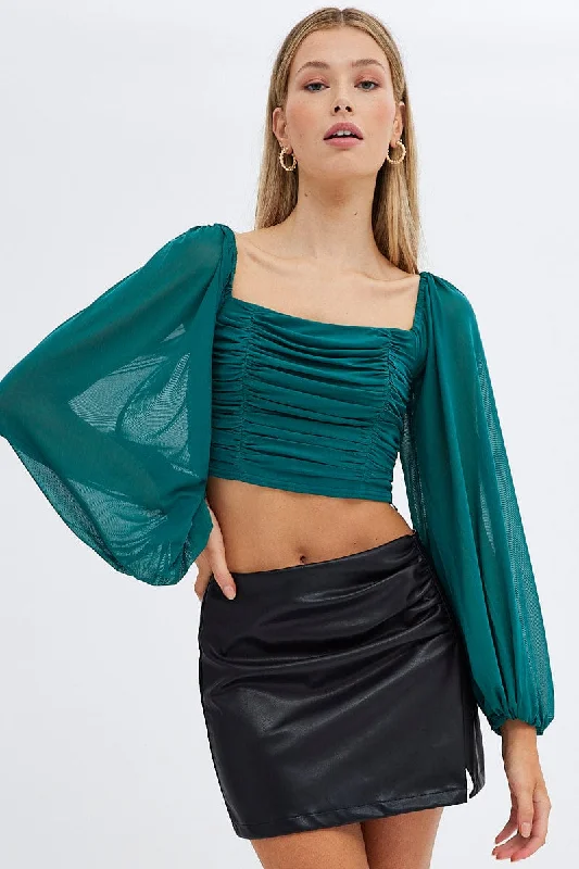 Green Bubble Top Long Sleeves