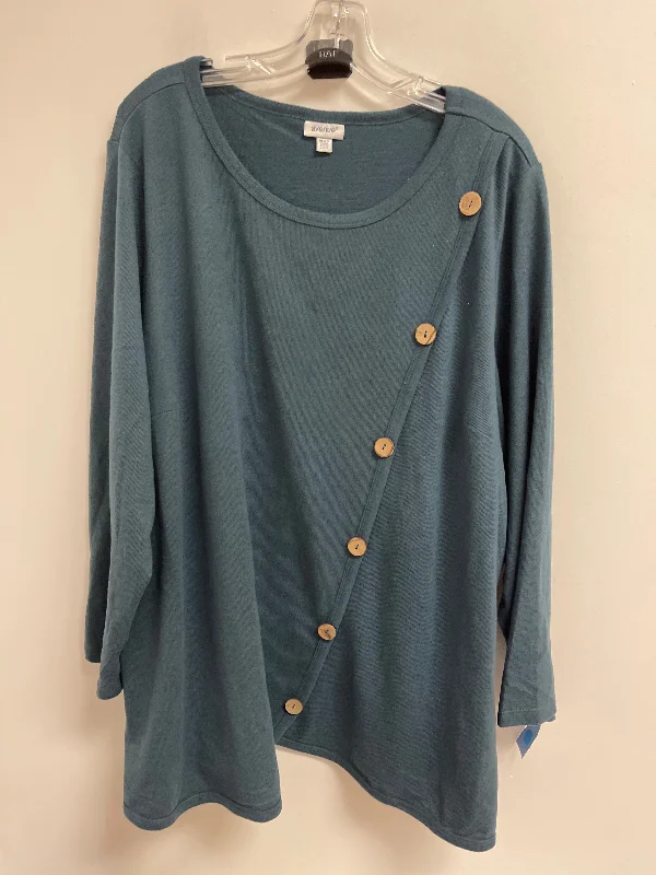 Top Long Sleeve By Avenue In Blue, Size: 4x