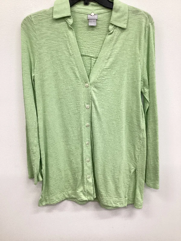 Top Long Sleeve By Chicos In Green, Size: S