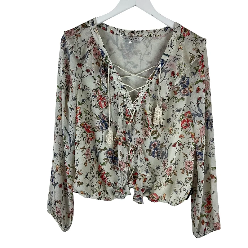 Top Long Sleeve By Cupcakes And Cashmere In Floral Print, Size: M