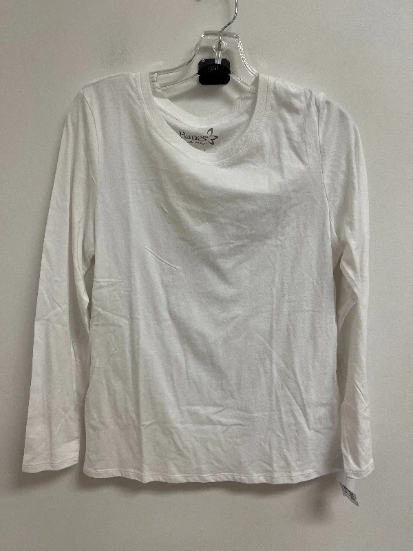 Top Long Sleeve By Hanes In White, Size: M