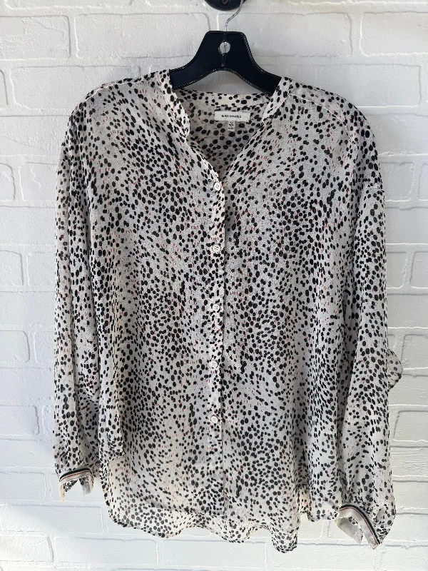 Top Long Sleeve By Max Studio In Black & Cream, Size: M