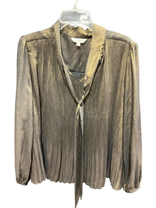 Top Long Sleeve By Nanette By Nanette Lepore In Black & Gold, Size: L