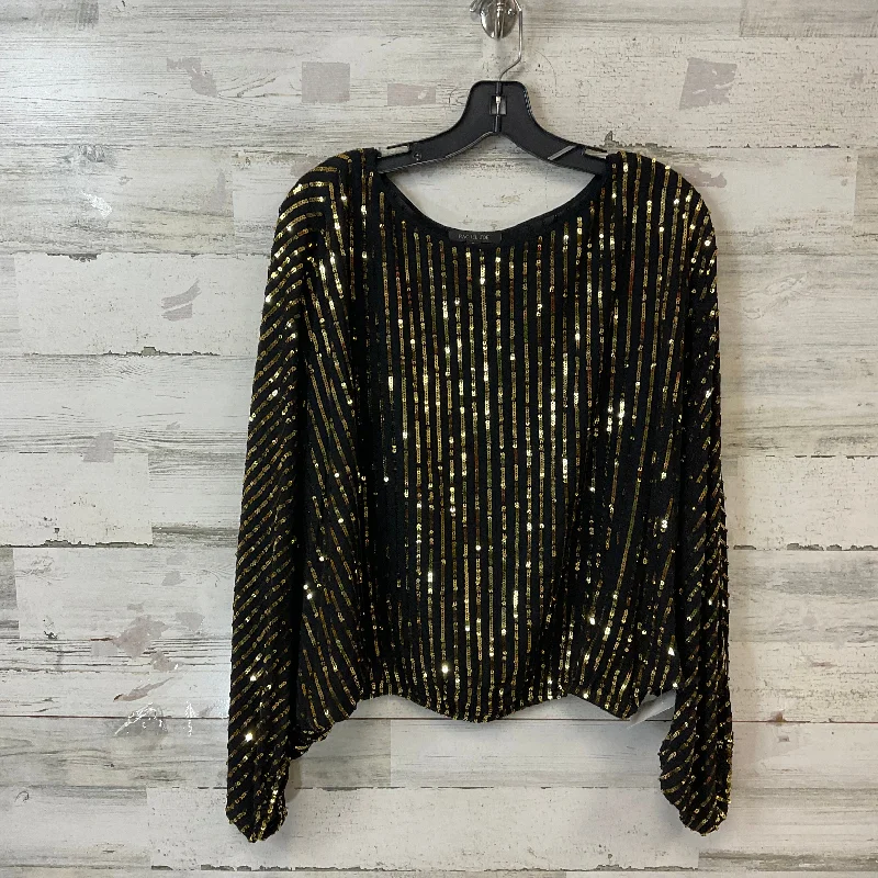 Top Long Sleeve By Rachel Zoe In Black & Gold, Size: S