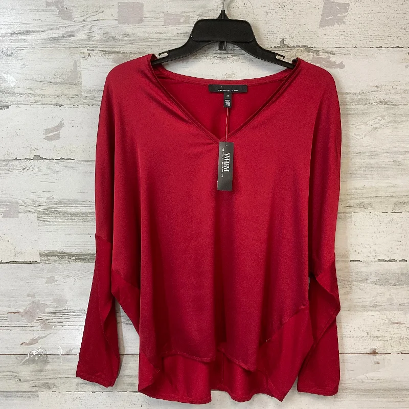 Top Long Sleeve By White House Black Market In Red, Size: M